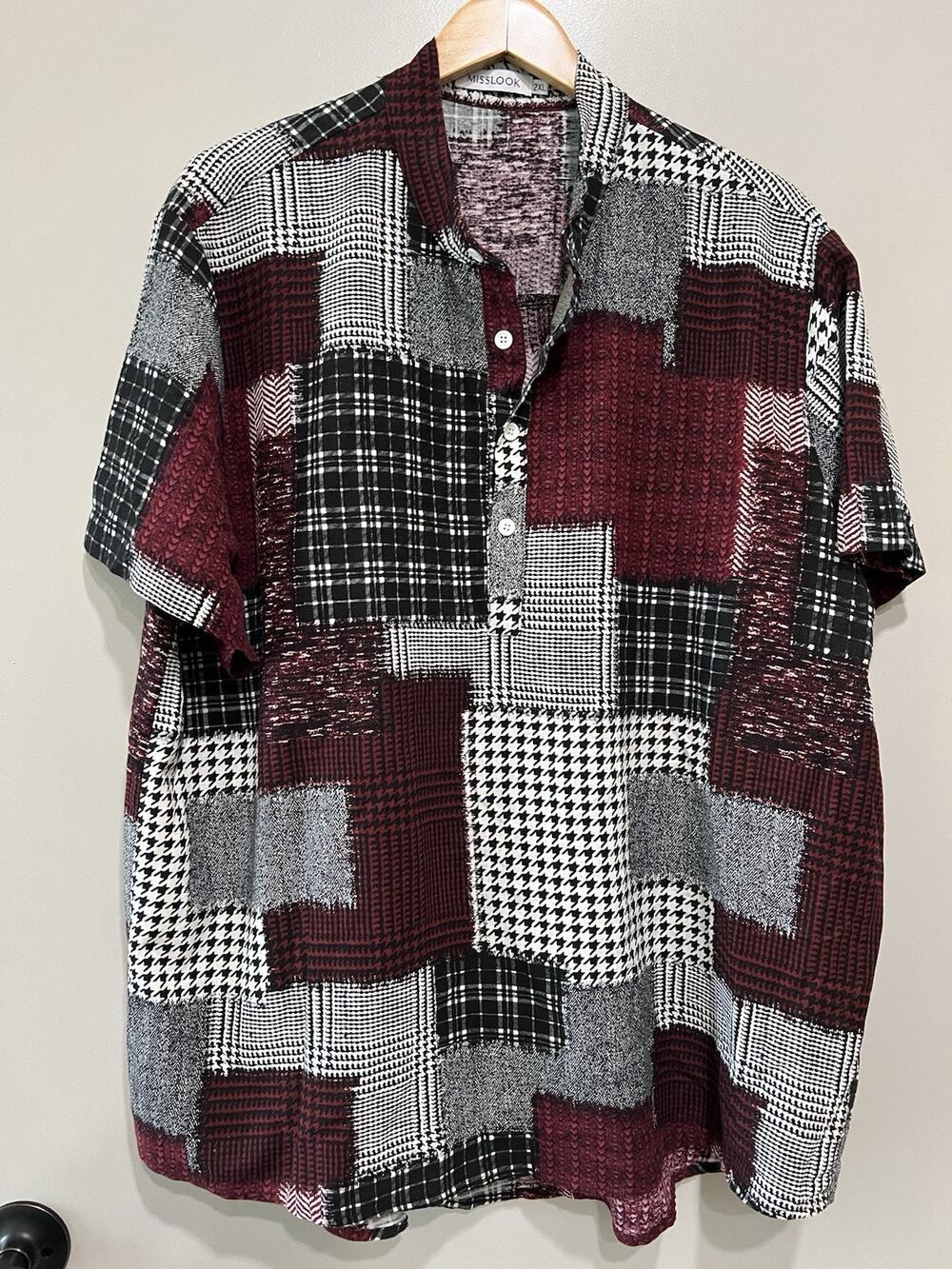 MISSLOOK Women’s Linen Shirt tunic Patchwork print Lagenlook Boho size-2XL